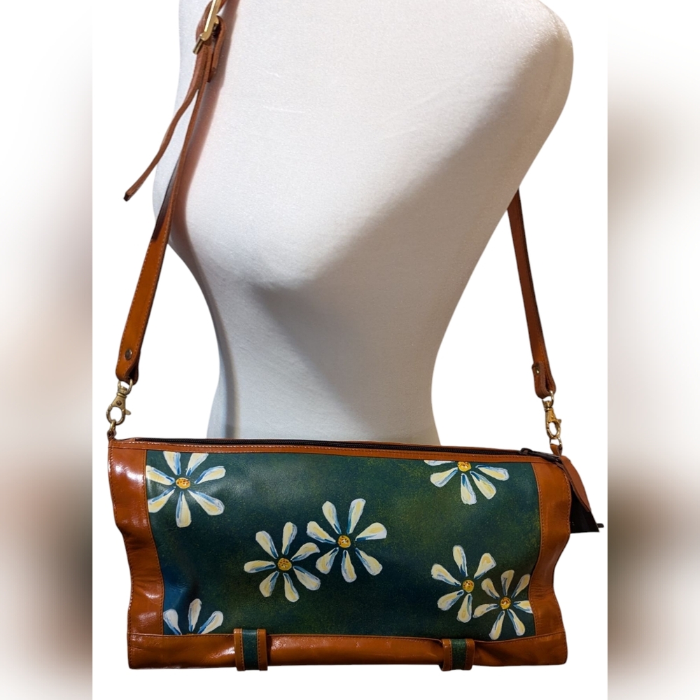 Claudia Roldani Floral Green and Brown Women's Bag